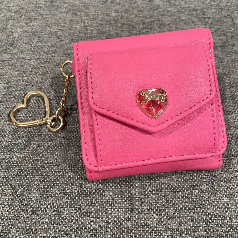 Juicy Couture Hot Pink Mini Wallet with Gold Heart Charm